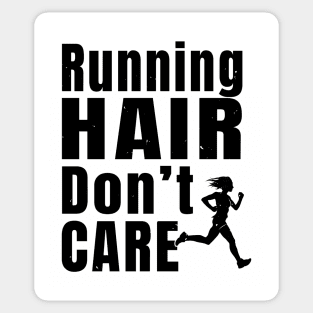 Womens Running Hair Don't Care Women Running Gift Sticker